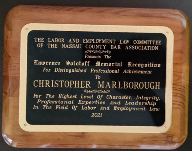 Recognition of Distinguished Professional Achievement in Labor Plaque
